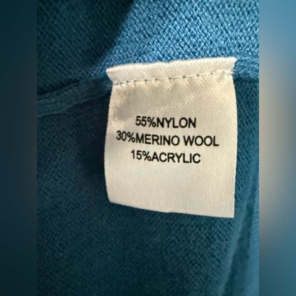Greyson Golf Cheyenne V-Neck Sweater Orca Blue Merino Wool Blend Mens Size L - Picture 5 of 8